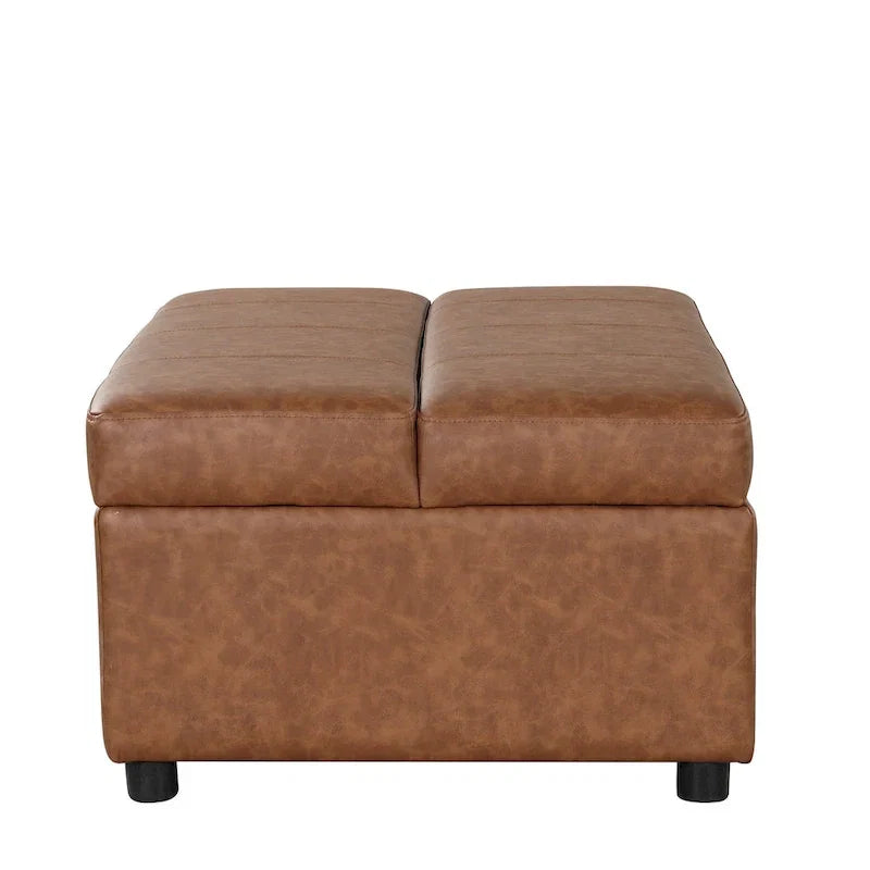Twin Size Folding Pull out Ottoman Sleeper Bed with Mattress Convertible Guest Bed, PU Upholstered Sleeper Sofa