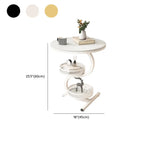 White Stone 3-Tier S-Shaped Sofa Side Table with Storage