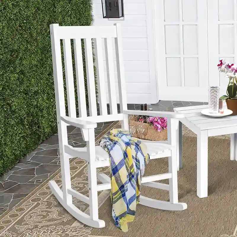 Rocking Chair Solid Wooden Frame Porch Rocker Indoor Outdoor