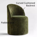 Modern Dining Table Set For 6, Round Pedestal Dining Table, Swivel Rolling Barrel Chairs With Wheels, Textured Chenille- Panipeachy