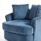 Fauteuil pivotant rond surdimensionné en velours côtelé avec accoudoirs encastrés 43 W
