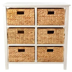eHemco 3 Tier X-Side Storage Drawers with 6 Water Hyacinth Natural Wicker Baskets