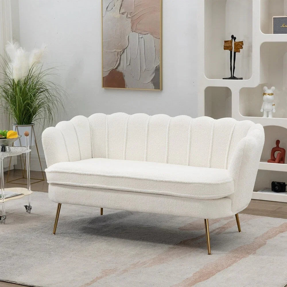 Small Mini Room Couch Two-Seater Sofa with Gold Metal Leg - 2 Seat