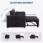 55 Convertible Loveseat Sleeper Sofa Bed with Pull-Out Footrest & Adjustable Backrest, Space-Saving Couch for Small Apartments