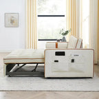 Velvet Multi-Functional Pull-Out Sofa Bed Adjustable Reclining Backrest With Pillows - N/A