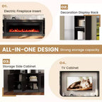 EROMMY 112Large Wall Unit Entertainment Center With Fireplace And LED Lights