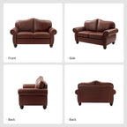 Transitional Genuine Leather Sofa With Tufted Back