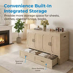 Mjkone Queen Size Convertible Murphy Cabinet Bed with USB Charging, Storage Drawers,No Mattress Included