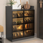 Meuble à chaussures éclairé par LED avec étagères réglables Portes transparentes