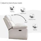 Power Reclining Sofa with Wireless Charger,Reading Light,LED Light for Living Room,Faux Leather,AC/USB Port,Cup Holder,Black