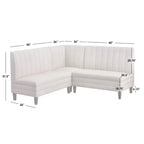 Lifestorey Set da Pranzo Banquette Kerrington con Schienale Canale, 4 Pezzi, Noce/Crema: Tessuto Effetto Lino, Tavolo con Piedistallo