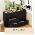Smart Rotatable/Extendable Buffet Sideboard with 6 Drawers, Extended Countertop, Non-slip Mat, Rotating Dining Table, Kitchen Island Pantry