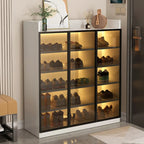 Meuble à chaussures éclairé par LED avec étagères réglables Portes transparentes