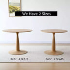 Modern Round Pedestal Dining Table with Wood Grain Finish, Small Kitchen Table Coffee Table for Apartment, Dining Room & Living Space-Panipeachy