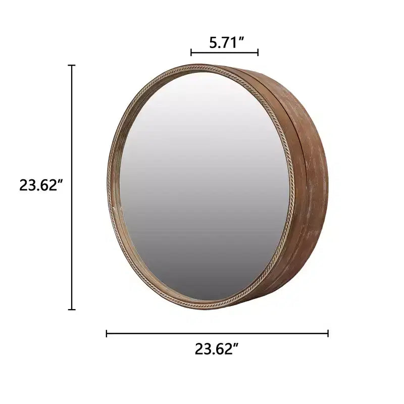 GDFStudio Norvyn 23.6 Round Wall Mirror with Sliding Storage Cabinet