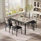 Dining Table Set for 4,with 4 Upholstered Chairs,5 Pcs Wood Kitchen Dining Room Table Set with Corner Protector for Kitchen,Apartment,Small Space