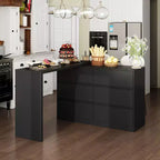 Smart Rotatable/Extendable Buffet Sideboard with 6 Drawers, Extended Countertop, Non-slip Mat, Rotating Dining Table, Kitchen Island Pantry