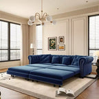Whisen Velvet 3-in-1 King Size Pull-Out Sofa Bed & Convertible Sleeper Sofa with Movable Ottoman, Tufted Design