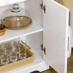 White Kitchen Sideboard Cabinet with 3 Drawers and Adjustable Shelf