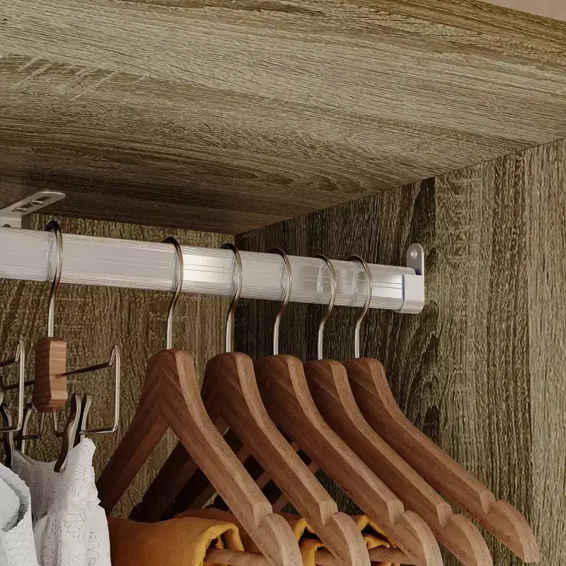 Famapy Rattan Wardrobe with 3 Drawers,3 Breathable Rattan Doors Closet,Farmhouse Style Tall Storage Armoire for Bedroom