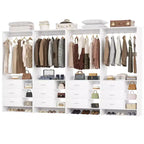 Besiost Set of 4 Closet Organizer with Wooden Drawers and Hanging Rods