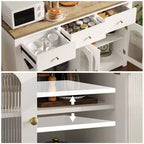 55 Inch Storage Cabinet Dining Narrow Buffet Sideboard Cabinet with 3 Drawers and 4 Doors for Kitchen, Dining Room, Living Room