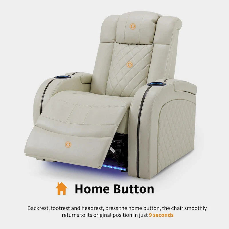 MCombo Power Recliner Chair with Adjustable Headrest, Dual Motor Home Theater Seating with USB Port, Breathable Leather HTS411