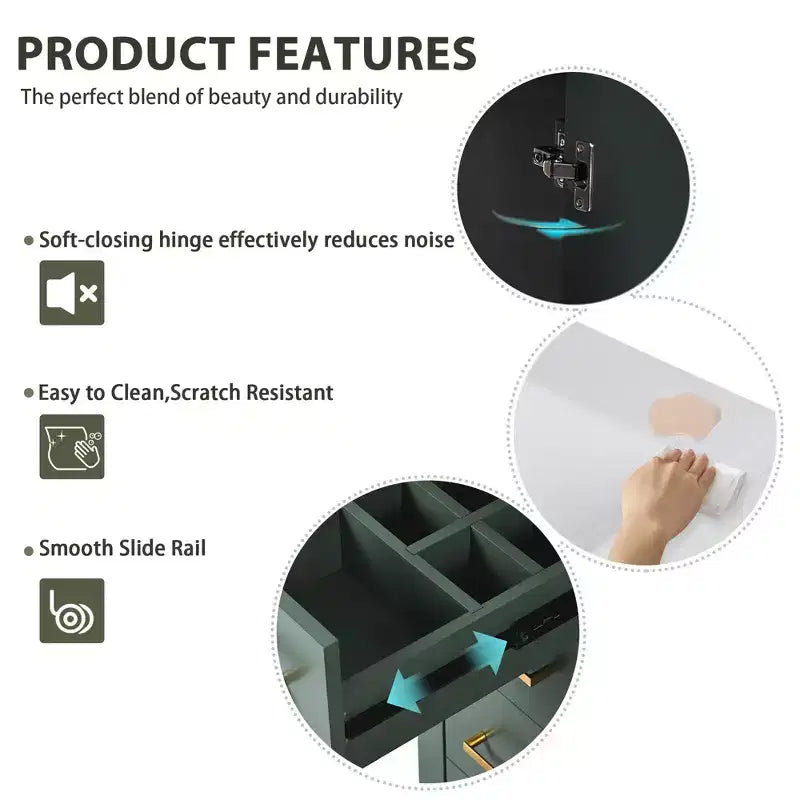 30 Single Sink Bathroom Vanity with Cabinet & 3 Drawers – Black / Blue / Green / Indigo / White