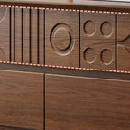 Art Deco Inspired Wood Dresser with Geometric Carvings