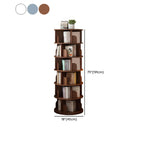 Brown Cylindrical Wooden Rotating Open-Back Bookcase