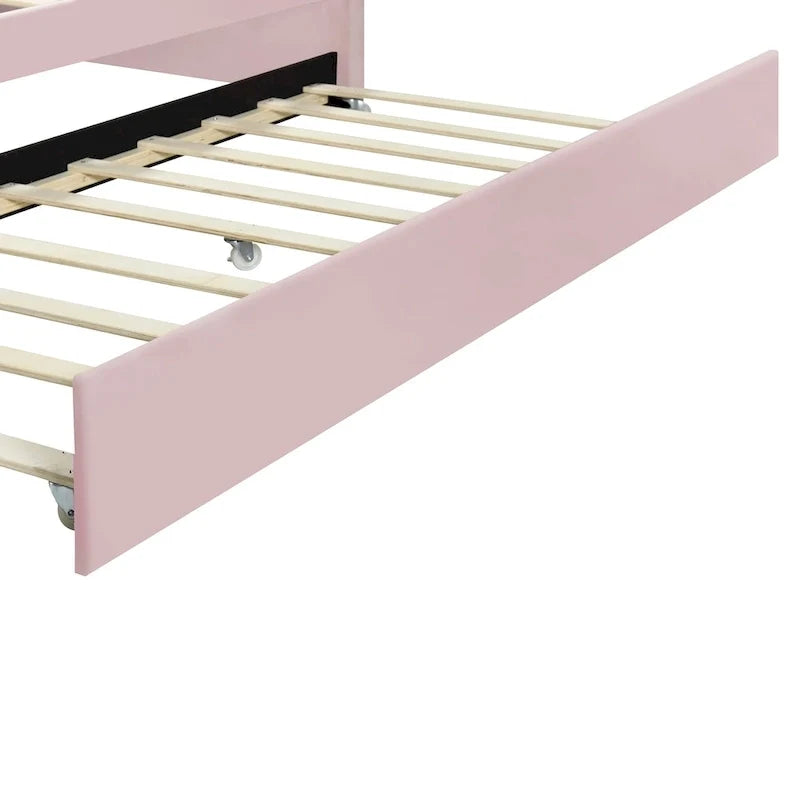 Full Size Upholstered Daybed with Shell Backrest and Trundle