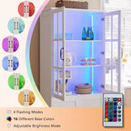 AMERLIFE 71Tall Storage Cabinet with LED Lights, Large Bookcase with Acrylic Glass Doors