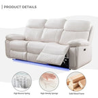 Power Reclining Sofa with Wireless Charger,Reading Light,LED Light for Living Room,Faux Leather,AC/USB Port,Cup Holder,Black