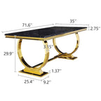 Table de salle à manger moderne avec piètement en U en acier inoxydable