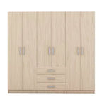 6-Door Wooden Wardrobe with Drawers for Bedroom