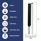 Costway 3-In-1 Evaporative Air Cooler 41'' Portable Tower Fan Humidifier