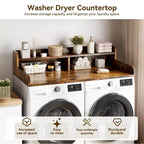 2-Tier Washer and Dryer Countertop with Shelf or Drawers, Laundry Countertop Cover with Non-Slip Pad, 54X27.5 Laundry Topper for Folding Clothes