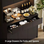 71 inch Kitchen Pantry Cabinet, Hutch Storage with Led Lights and Power Outlets, Buffet Cabinet with Microwave Stand, Adjustable Shelves