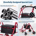 Portable Collapsible Wheelchair for Adults, 299lb Capacity, 6 Wheels, Adjustable Height, Underseat Storage, Comfortable Seat & Foot Pedal