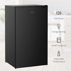 HOMCOM 3.2 Cu.Ft Mini Fridge with Freezer, Single Door Compact Refrigerator with Adjustable Thermostat for Bedroom