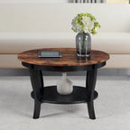 Round Coffee Table with Shelf