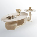 Table basse moderne avec plateau en pierre blanche anti-rayures