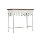 Console en métal finition zinc et bois à bord festonné
