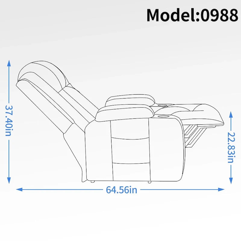 Power Lift Recliner Chair, Modern Single Motor Massage Sofa Chair with Lumbar Heating, USB Charging Port, Cup Holders
