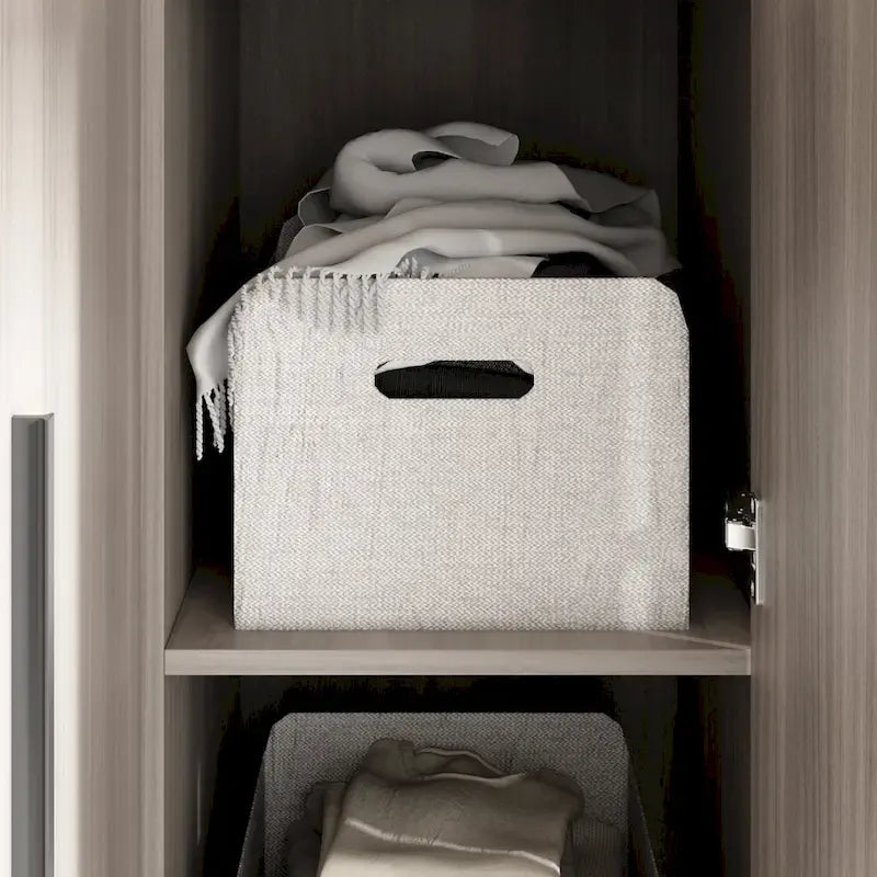 Wardrobe Armoire Wooden Closet Cabinet 6 Storage Cube and Hanging Rod