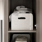 Wardrobe Armoire Wooden Closet Cabinet 6 Storage Cube and Hanging Rod