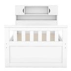 Lit plateforme capitaine double/grand avec 4 tiroirs et étagères de rangement, cadre de lit en bois massif avec tête de lit bibliothèque de rangement