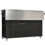Outdoor Kitchen Island, Rustic Fir Wood with Stainless Steel Top and Smart Storage