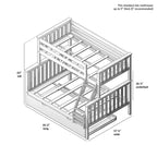 Max & Lily Solid Wood Bunk Bed, Twin over Full with Storage Trundle and Ladder for Kids