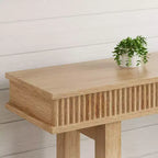 Fluted Wooden Console Table Farmhouse 2 Tier with Shelf Storage Rectangular Narrow Entryway Table Behind Couch for Foyer Hallway Living Room